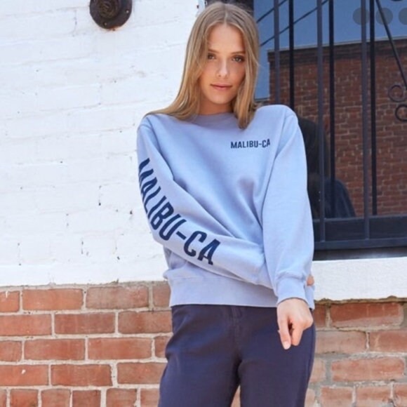 Brandy Melville John Galt Erica Malibu Crewneck Sweatshirt in Blue OS - Picture 1 of 8